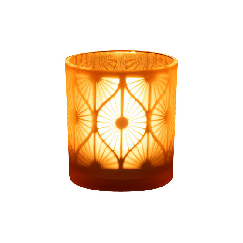 Photophore Art déco Diamètre 7 cm en Verre Jaune Losian - 4