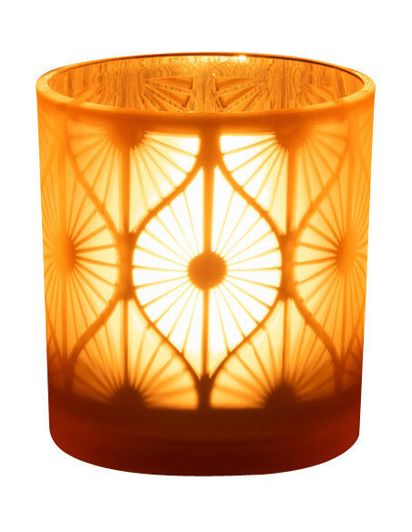 Photophore Art déco Diamètre 7 cm en Verre Jaune Losian - 4