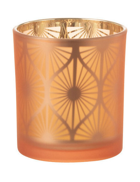 Photophore Art déco Diamètre 7 cm en Verre Orange Losian - 1