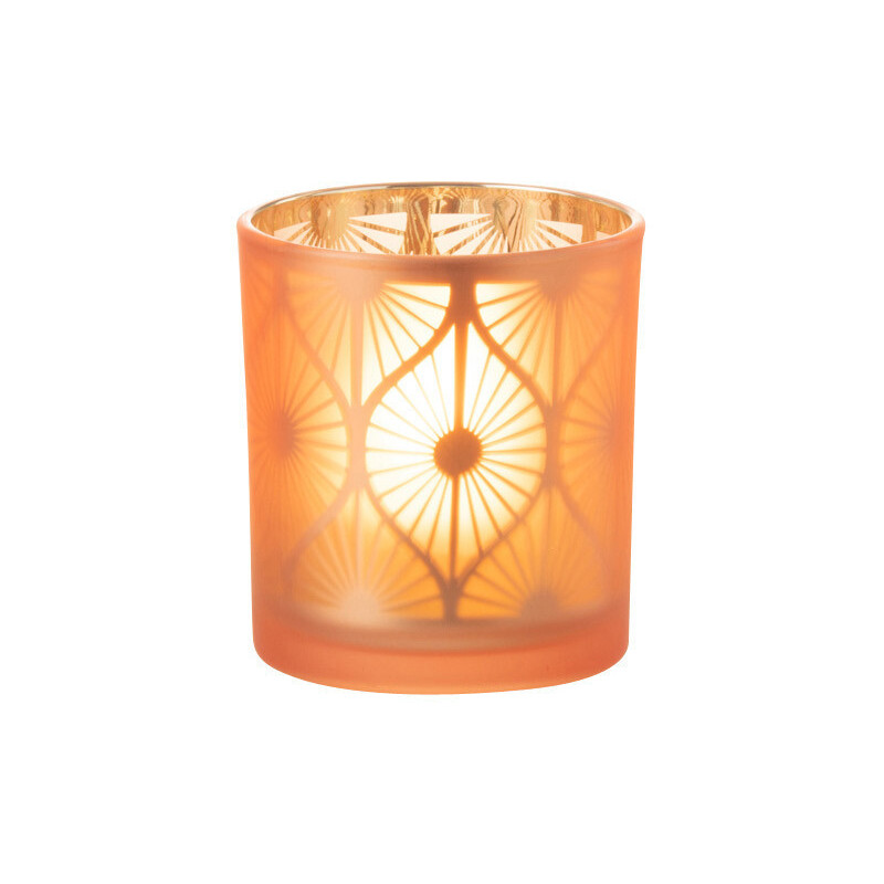 Photophore Art déco Diamètre 7 cm en Verre Orange Losian - 3