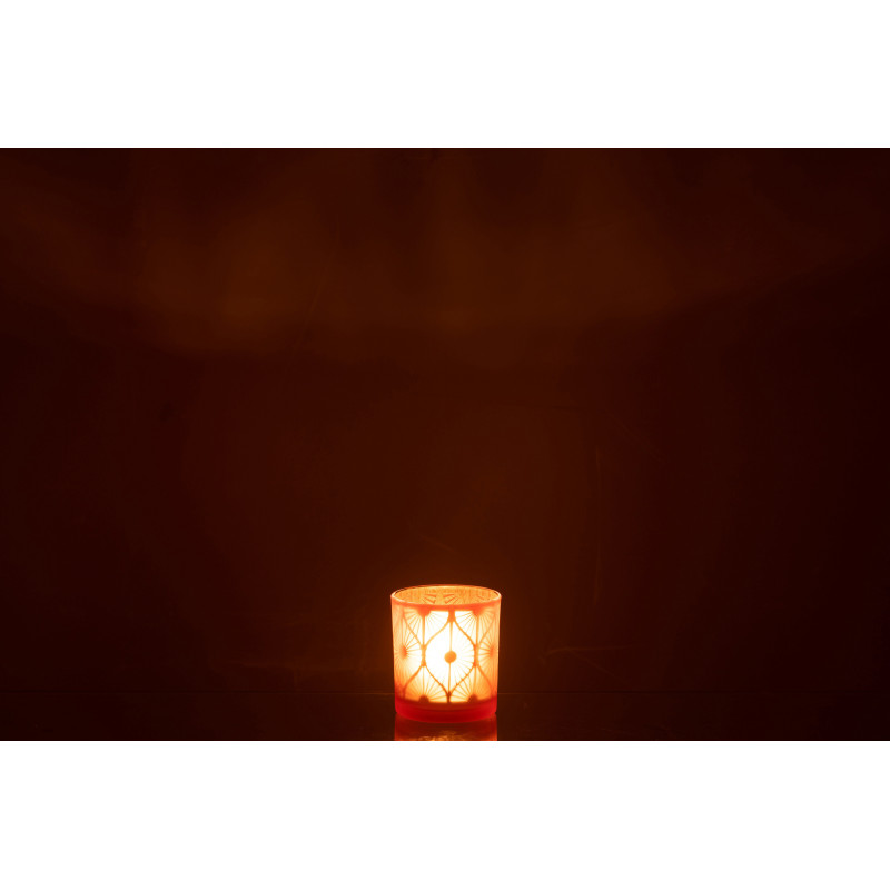 Photophore Art déco Diamètre 7 cm en Verre Orange Losian - 4