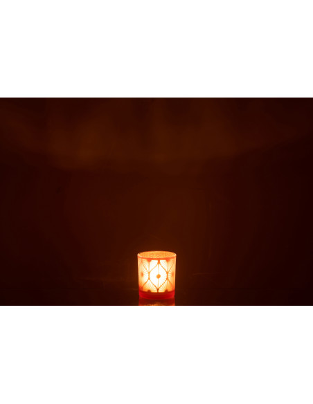 Photophore Art déco Diamètre 7 cm en Verre Orange Losian - 4