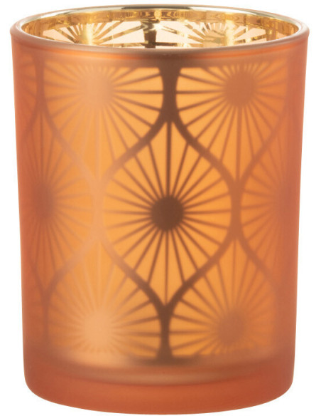 Photophore Art déco Diamètre 10 cm en Verre Orange Losian - 1