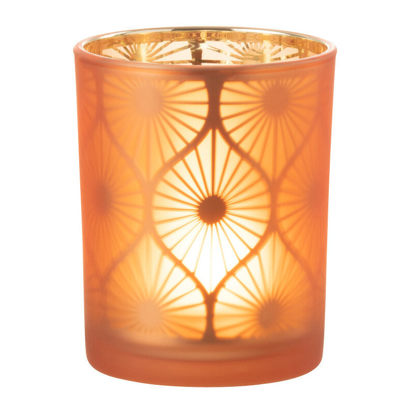 Photophore Art déco Diamètre 10 cm en Verre Orange Losian - 3