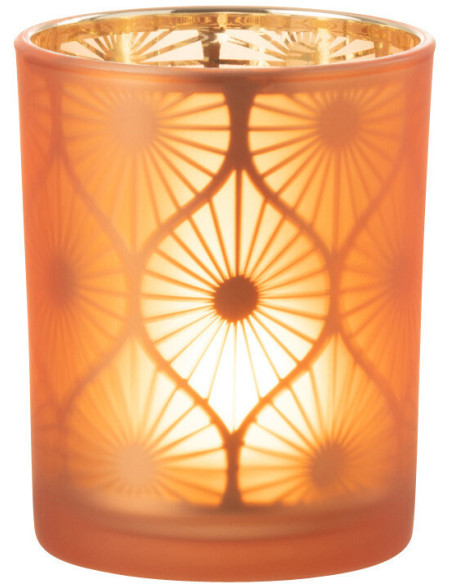 Photophore Art déco Diamètre 10 cm en Verre Orange Losian - 3