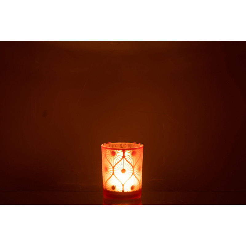 Photophore Art déco Diamètre 10 cm en Verre Orange Losian - 4