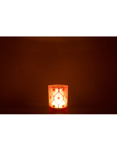 Photophore Art déco Diamètre 10 cm en Verre Orange Losian - 4