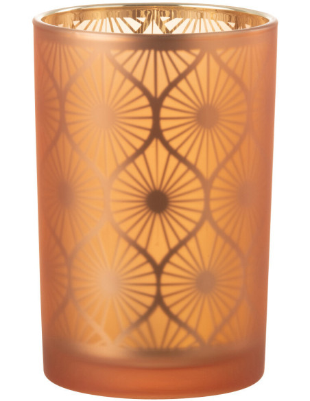 Photophore Art déco Diamètre 12 cm en Verre Orange Losian - 1