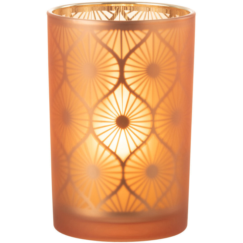 Photophore Art déco Diamètre 12 cm en Verre Orange Losian - 3