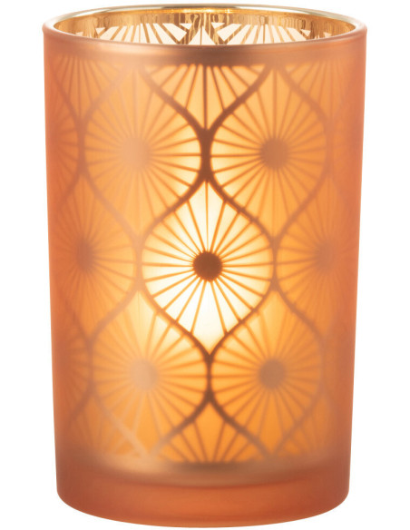 Photophore Art déco Diamètre 12 cm en Verre Orange Losian - 3