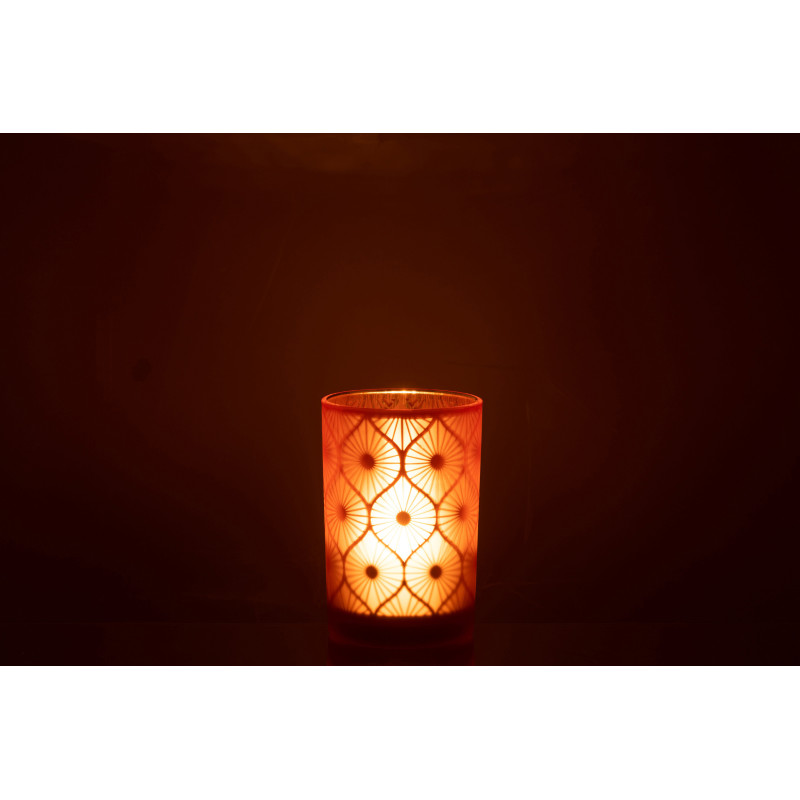 Photophore Art déco Diamètre 12 cm en Verre Orange Losian - 4