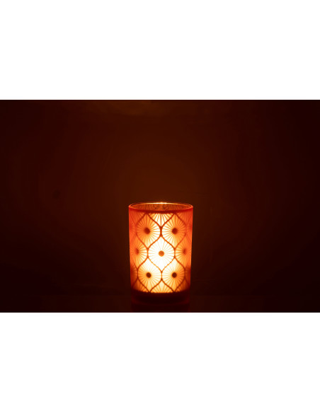 Photophore Art déco Diamètre 12 cm en Verre Orange Losian - 4