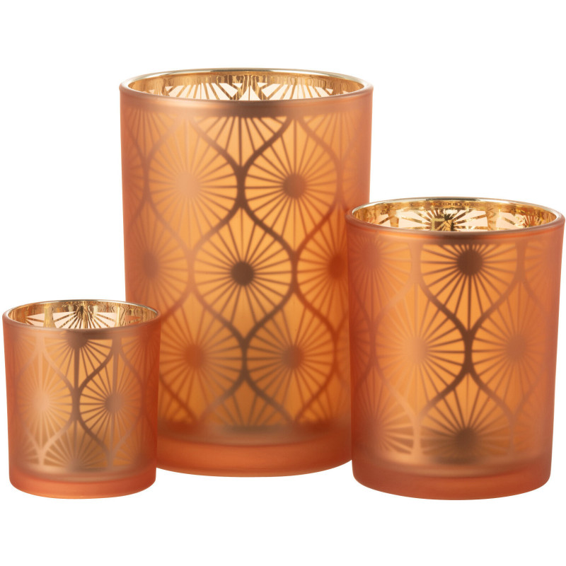 Photophore Art déco Diamètre 12 cm en Verre Orange Losian - 5