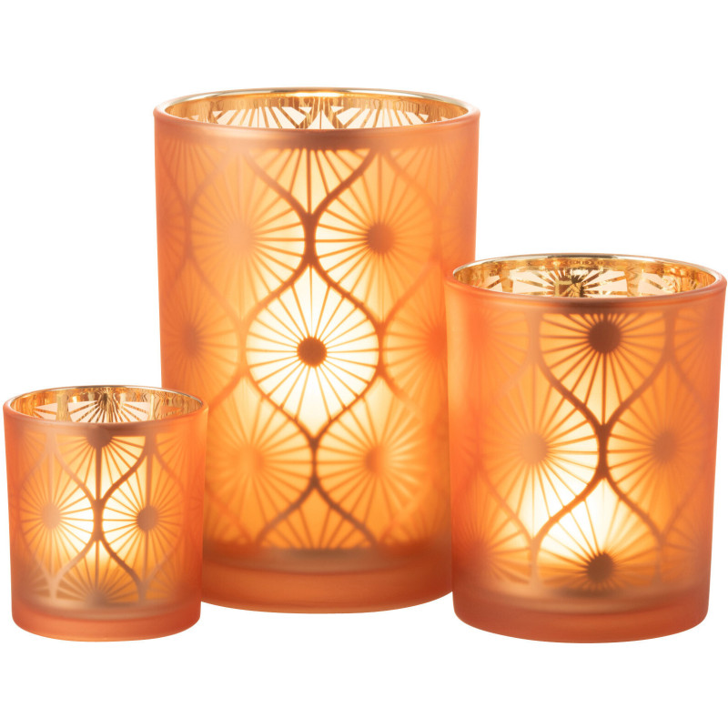 Photophore Art déco Diamètre 12 cm en Verre Orange Losian - 6