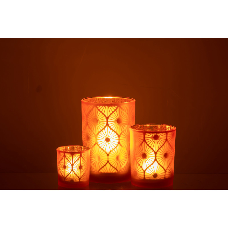 Photophore Art déco Diamètre 12 cm en Verre Orange Losian - 7