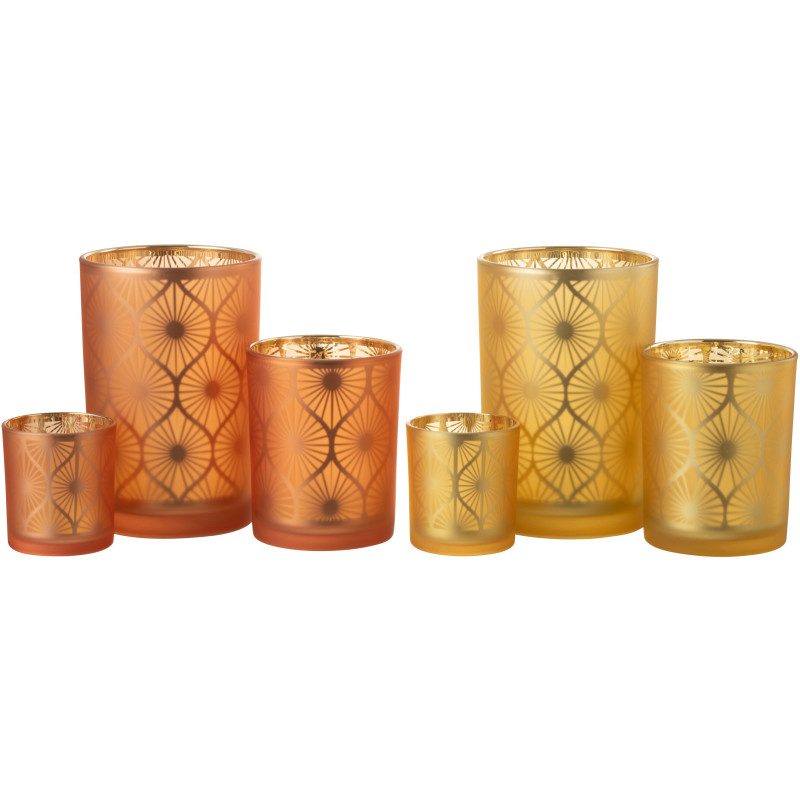 Photophore Art déco Diamètre 12 cm en Verre Orange Losian - 8