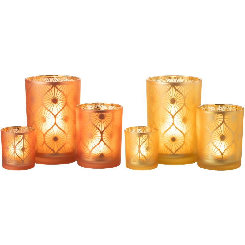 Photophore Art déco Diamètre 12 cm en Verre Orange Losian - 9