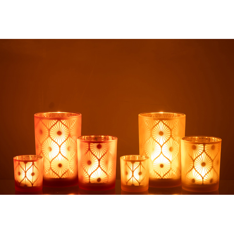 Photophore Art déco Diamètre 12 cm en Verre Orange Losian - 10