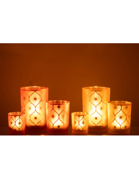 Photophore Art déco Diamètre 12 cm en Verre Orange Losian - 10