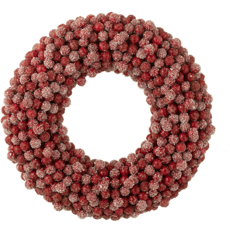 Couronne de Noël ronde Baies Hauteur 35 cm en Plastique Rouge - 1