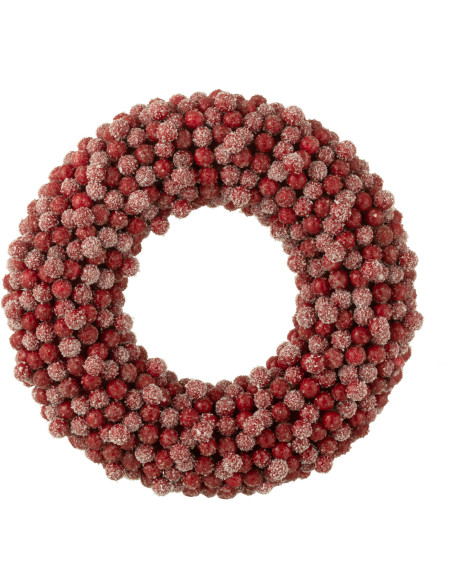Couronne de Noël ronde Baies Hauteur 35 cm en Plastique Rouge - 1