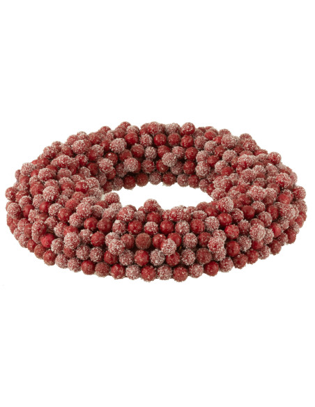 Couronne de Noël ronde Baies Hauteur 35 cm en Plastique Rouge - 3