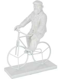 Statuette déco originale Singe sur vélo Hauteur 25 cm en Résine Blanc Verion - 1