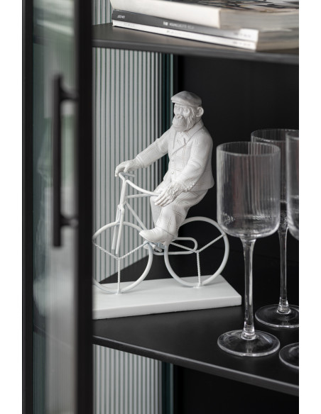 Statuette déco originale Singe sur vélo Hauteur 25 cm en Résine Blanc Verion - 2