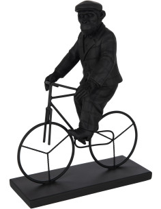 Statuette déco originale Singe sur vélo Hauteur 33 cm en Résine Noir Verion - 1