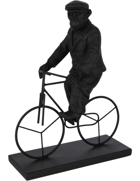 Statuette déco originale Singe sur vélo Hauteur 33 cm en Résine Noir Verion - 1