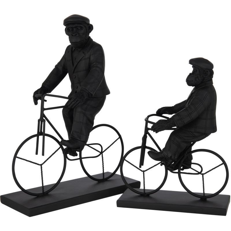 Statuette déco originale Singe sur vélo Hauteur 33 cm en Résine Noir Verion - 2