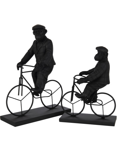 Statuette déco originale Singe sur vélo Hauteur 33 cm en Résine Noir Verion - 2
