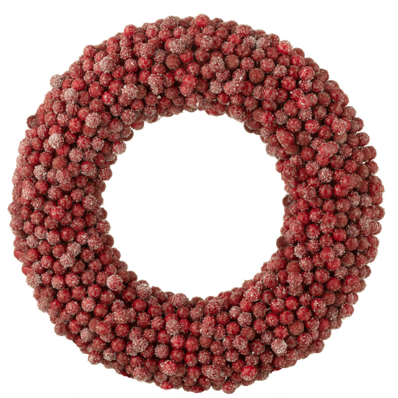Couronne de Noël ronde Baies XL Hauteur 45 cm en Plastique Rouge - 1