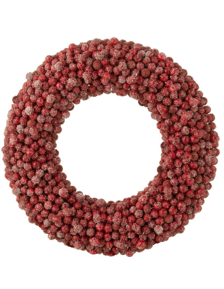 Couronne de Noël ronde Baies XL Hauteur 45 cm en Plastique Rouge - 1