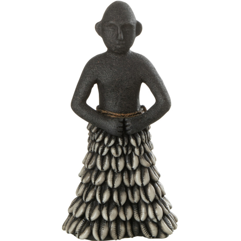 Statuette déco ethnique Homme débout Hauteur 21 cm en Résine Noir Prynel - 1
