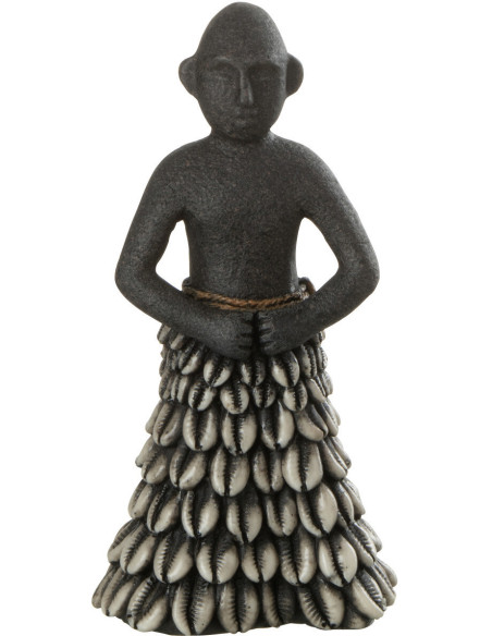 Statuette déco ethnique Homme débout Hauteur 21 cm en Résine Noir Prynel - 1