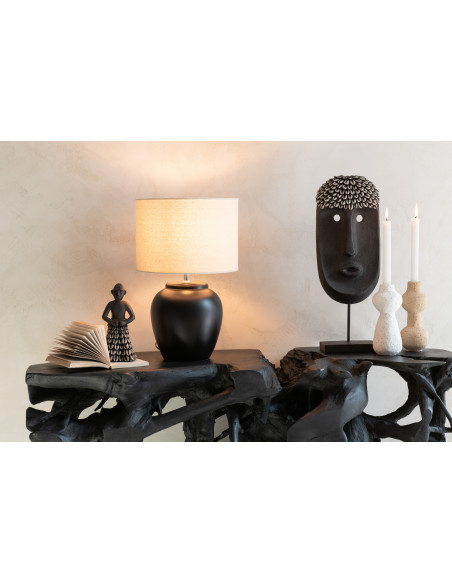 Statuette déco ethnique Homme débout Hauteur 21 cm en Résine Noir Prynel - 3