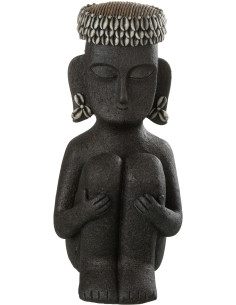 Statuette déco ethnique Homme assis Hauteur 33 cm en Résine Noir Prynel - 1