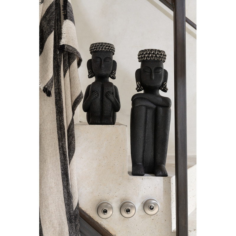 Statuette déco ethnique Homme assis Hauteur 33 cm en Résine Noir Prynel - 2