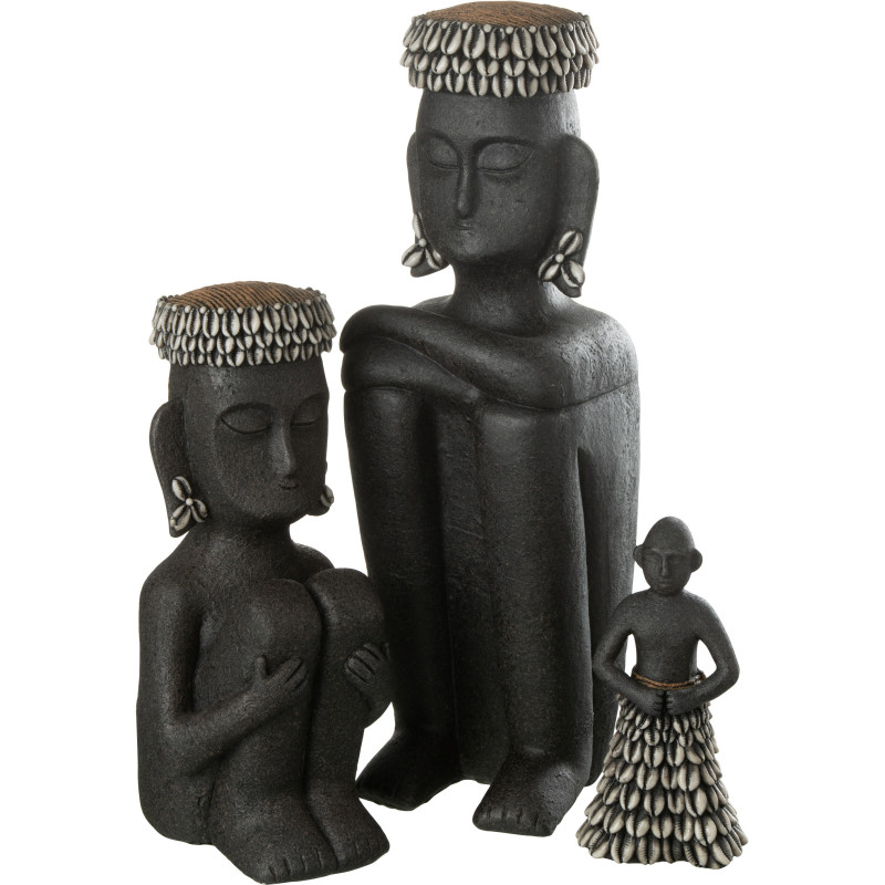 Statuette déco ethnique XL Homme assis Hauteur 45 cm en Résine Noir Prynel - 4