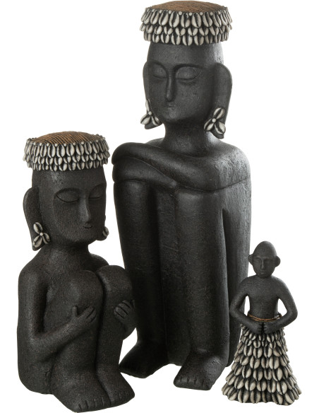 Statuette déco ethnique XL Homme assis Hauteur 45 cm en Résine Noir Prynel - 4