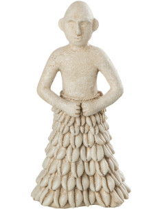 Statuette déco ethnique Homme debout Hauteur 21 cm en Résine Beige Prynel - 1