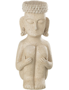 Statuette déco ethnique Homme assis Hauteur 33 cm en Résine Beige Prynel - 1