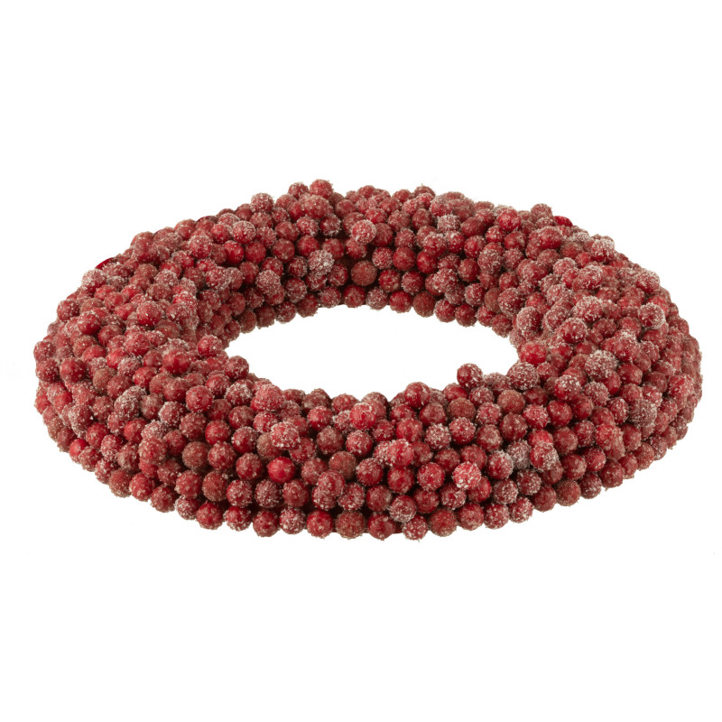 Couronne de Noël ronde Baies XL Hauteur 45 cm en Plastique Rouge - 3