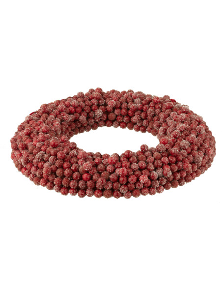 Couronne de Noël ronde Baies XL Hauteur 45 cm en Plastique Rouge - 3