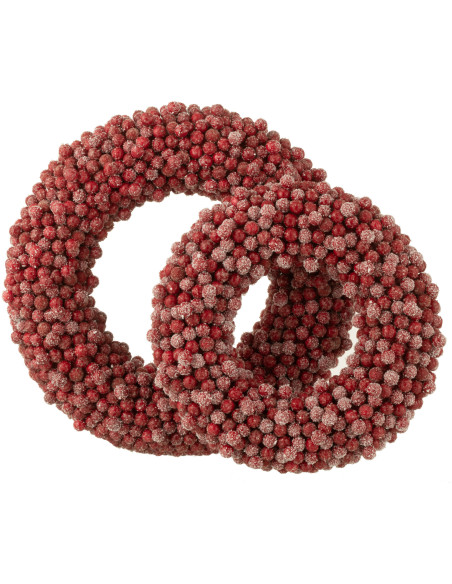 Couronne de Noël ronde Baies XL Hauteur 45 cm en Plastique Rouge - 4