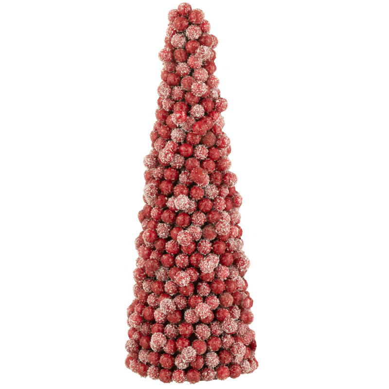 Cône de Noël avec boules 40 cm en Plastique Rouge - 1