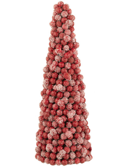 Cône de Noël avec boules 40 cm en Plastique Rouge J-Line - 1