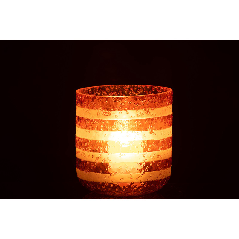 Photophore original bulles Diamètre 14 cm en Verre Orange Blanc Motif lignes Rolvia - 4