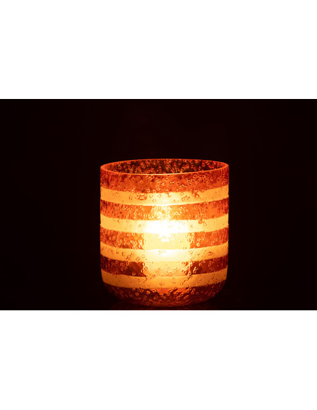 Photophore original bulles Diamètre 14 cm en Verre Orange Blanc Motif lignes Rolvia - 4